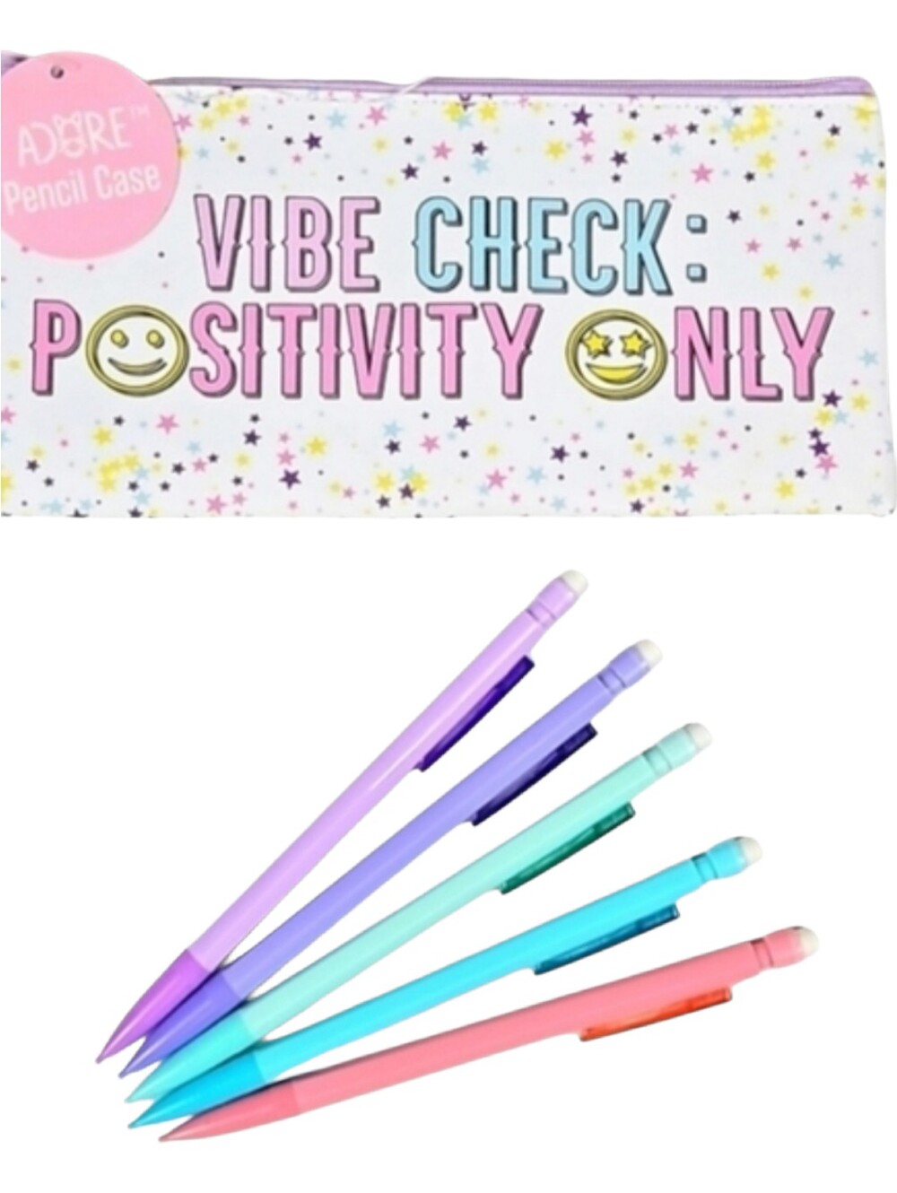Girl's Pastel Pencil Case & 5 Bic 0.7 Mechanical Pencils Set School Supplies Set